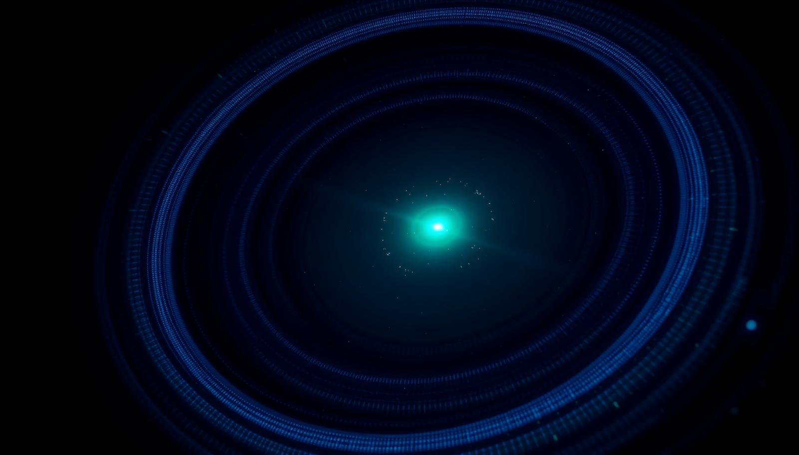 Abstract dark visual: rings converging into one clear focal point